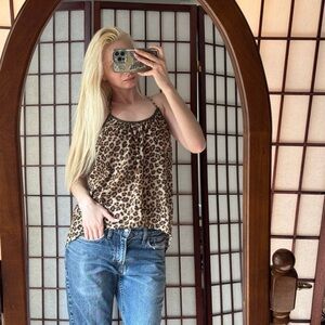 Guess Leopard Print Spaghetti-Strap Camisole - Brown/Tan